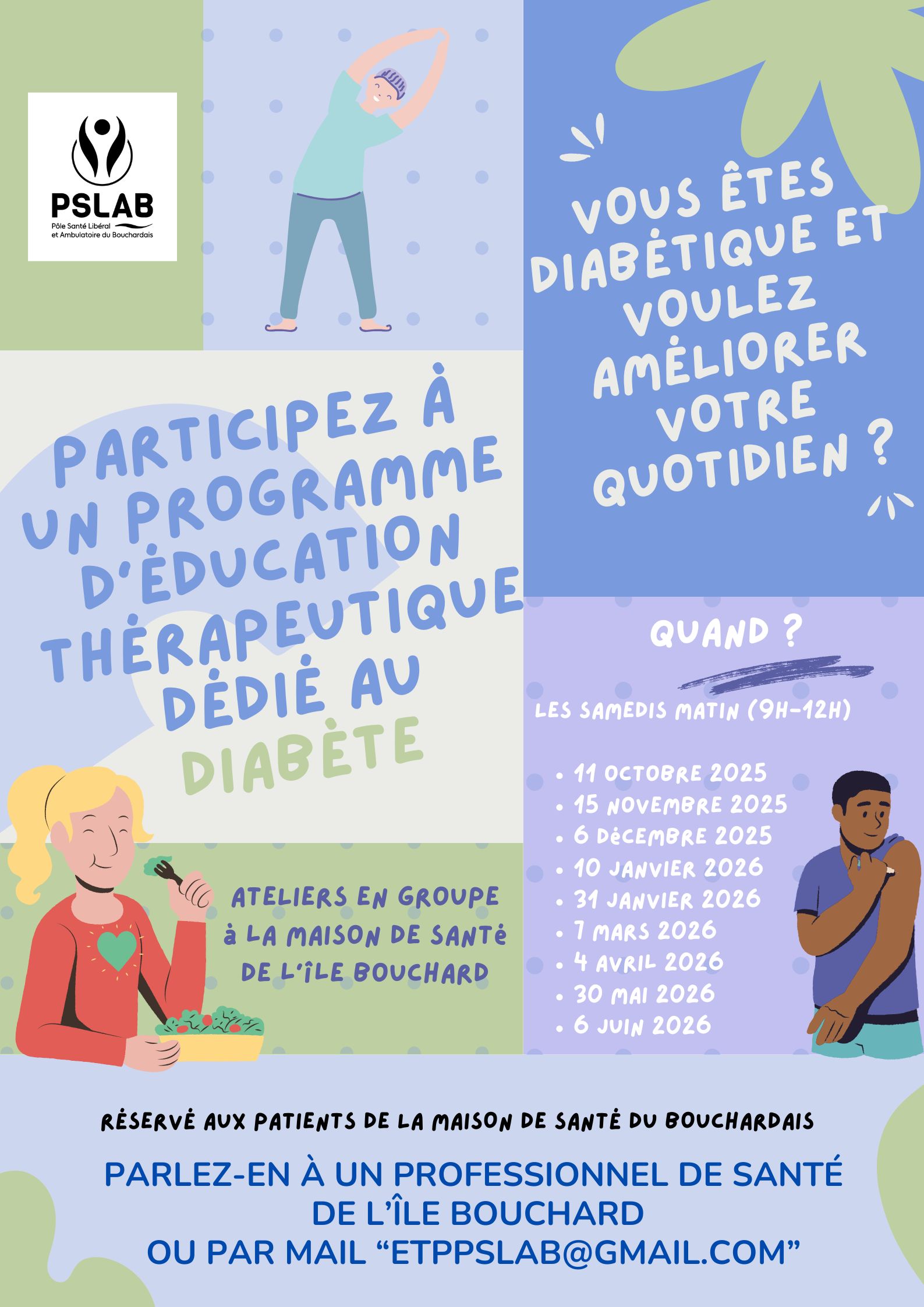 Affiche ETP diabète 2025-2026 du PSLAB